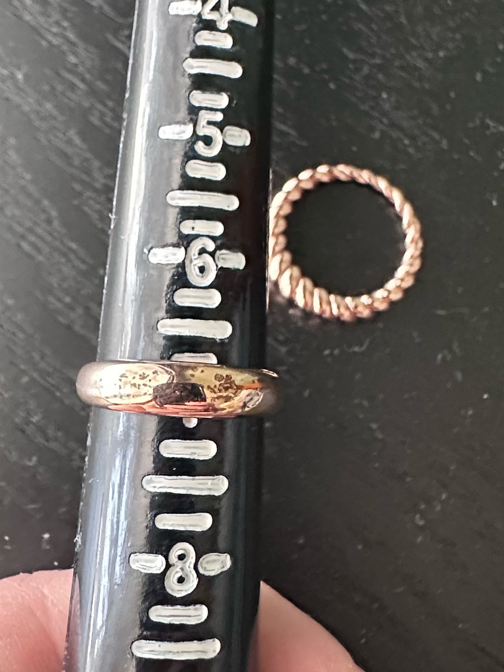 Rose Gold over Sterling Silver Stacking Ring Duo — Dome and Twisted Bands - Picture 11 of 14